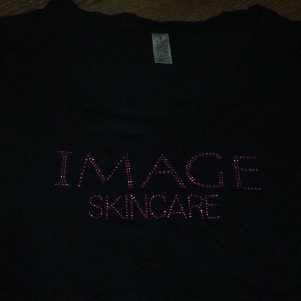 Image Skincare pink rhinestone t shirt. Size L